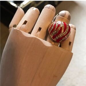 Vibrant Red and Gold Women's Ring